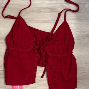 Red Open Tie Crop Top